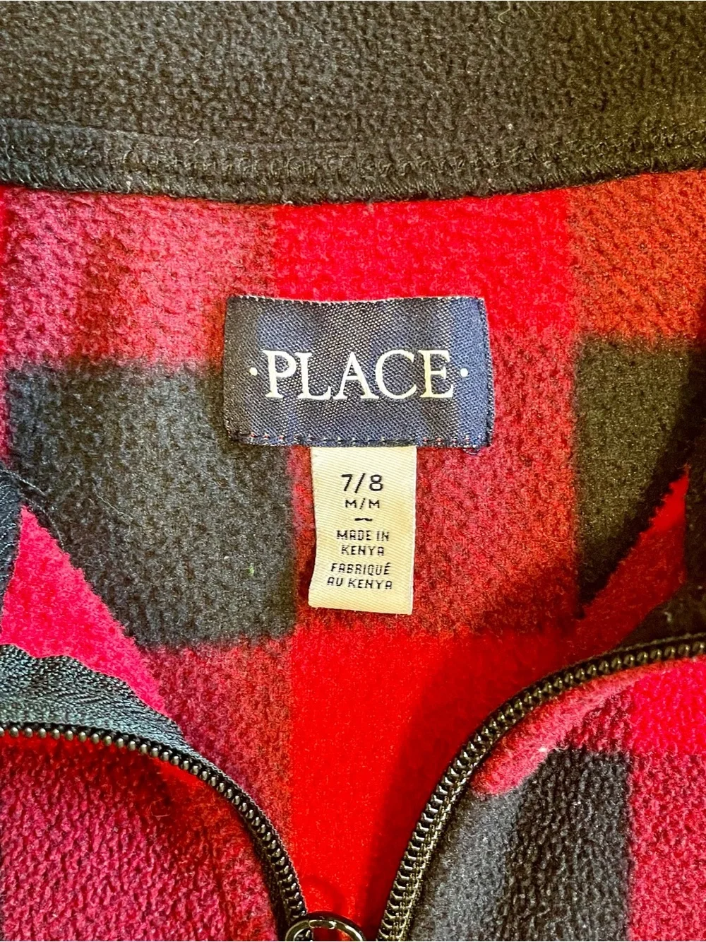 The Children's Place Red & Black Buffalo Plaid QuarterZip Pullover Size Kids 7/8